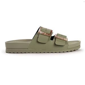 MUK LUKS Olive Green Double Buckle Slide Sandals Size 9